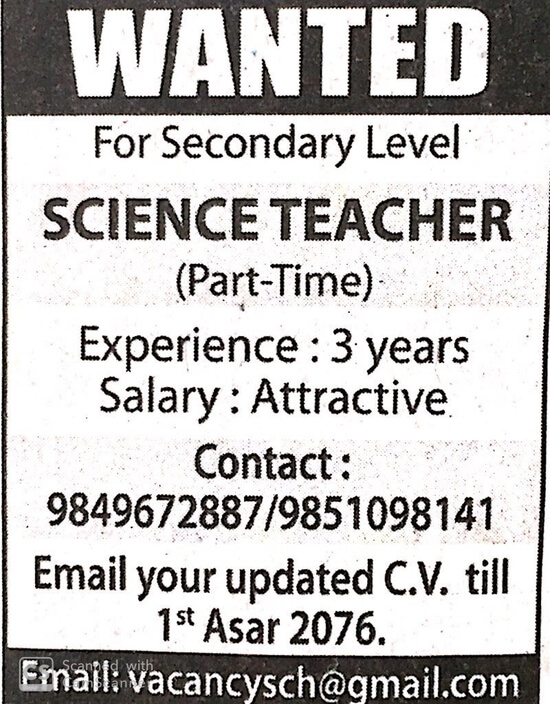 Science Teacher (Secondary Level)