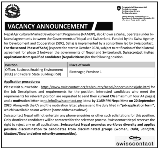 Officer, Business Enabling Environment (BEE) and Federal State Building (FSB)
