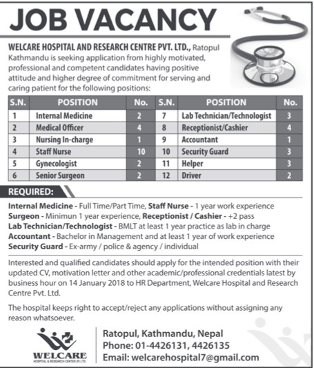 Receptionist Cashier Job Vacancy In Nepal Welcare Hospital And receptionist-cashier-job-vacancy-in-nepal-welcare-hospital-and